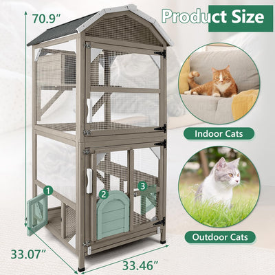 Weatherproof cat enclosure suitable for multiple cats
