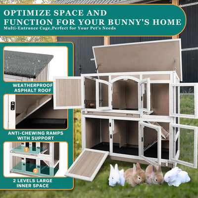 Bunny resting inside upper level of the wooden cage