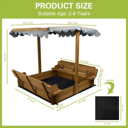 Outdoor sandbox with protective lid to keep sand clean