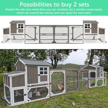 Mobile chicken coop with built-in wheels for easy movement