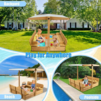 Side view of PETSCOSSET GF01 sandbox in outdoor garden