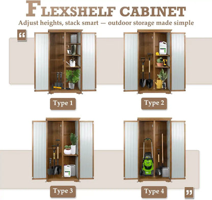 PETSCOSSET 17″L Outdoor Storage Shed, Storage Cabinet, Brown