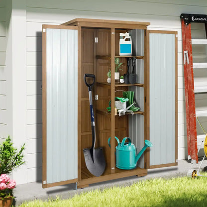 PETSCOSSET 17″L Outdoor Storage Shed, Storage Cabinet, Brown