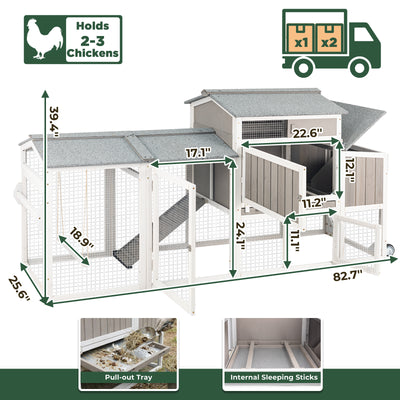 Small Chicken Coop with Run & Swing for 2–3 Chickens-Sloped Roof - PET83