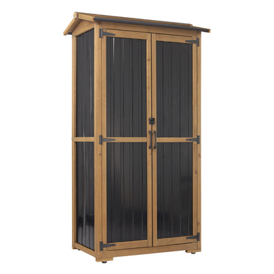 Outdoor Storage Cabinet with Shelves, Waterproof Roof-GF37