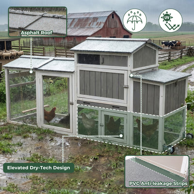 Small Chicken Coop with Run & Swing for 2–3 Chickens-Sloped Roof - PET83