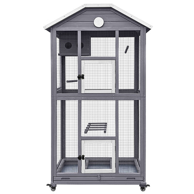PETSCOSSET outdoor and indoor bird aviary in grey
