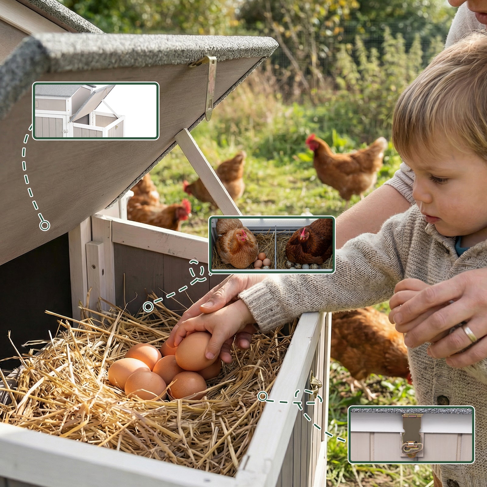 Small Chicken Coop with Run & Swing for 2–3 Chickens-Sloped Roof - PET83