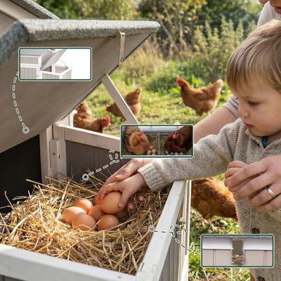 Small Chicken Coop with Run & Swing for 2–3 Chickens-Sloped Roof - PET83