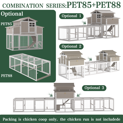 Medium Chicken Coop Predator-Proof for 2–4 Chickens Expandable to Large Coop - PET85