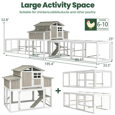 Large Expandable Chicken Coop – Predator-Proof Modular Hen House with Run (PET85 + PET88 Extensions)