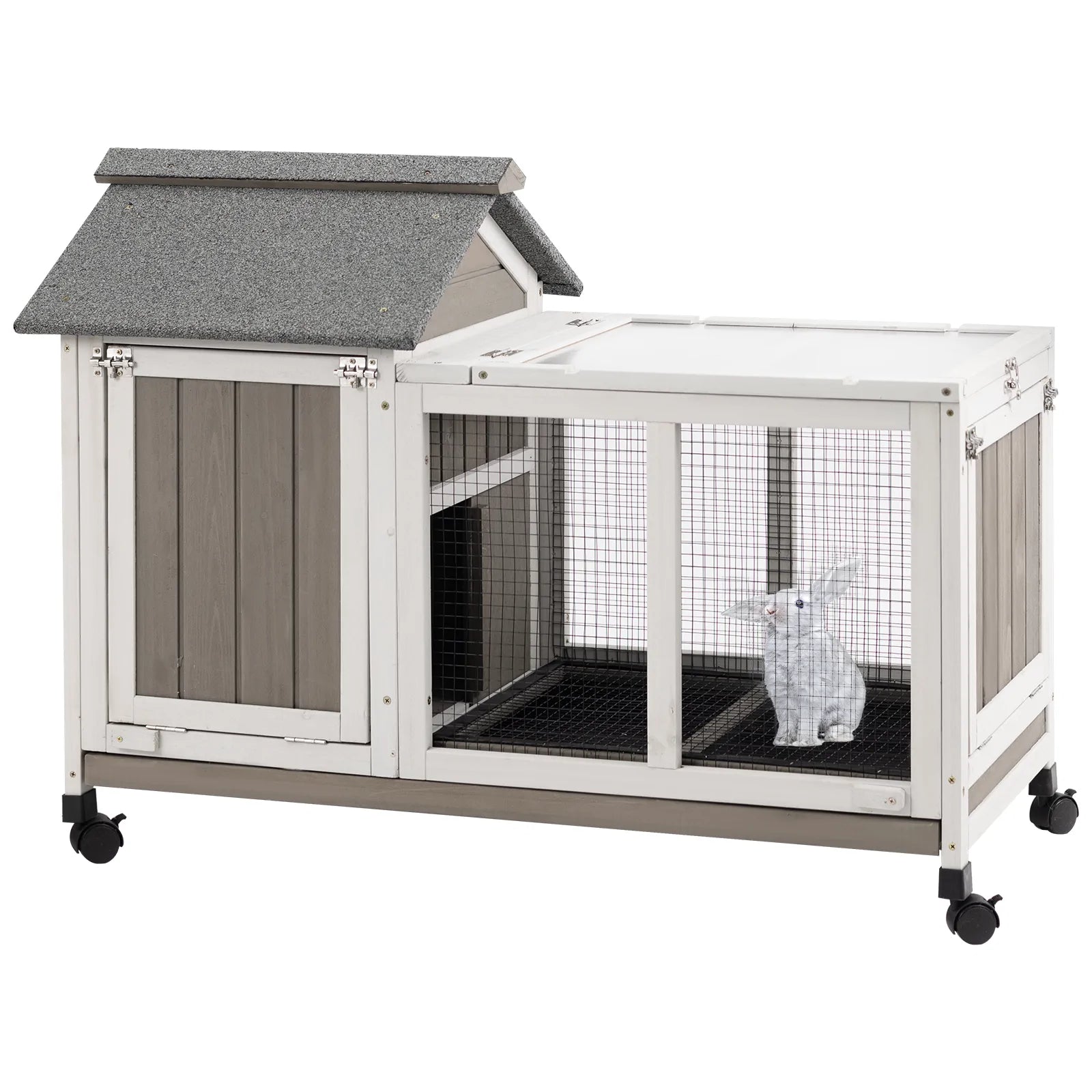 PETSCOSSET 2-story outdoor rabbit hutch with weatherproof roof