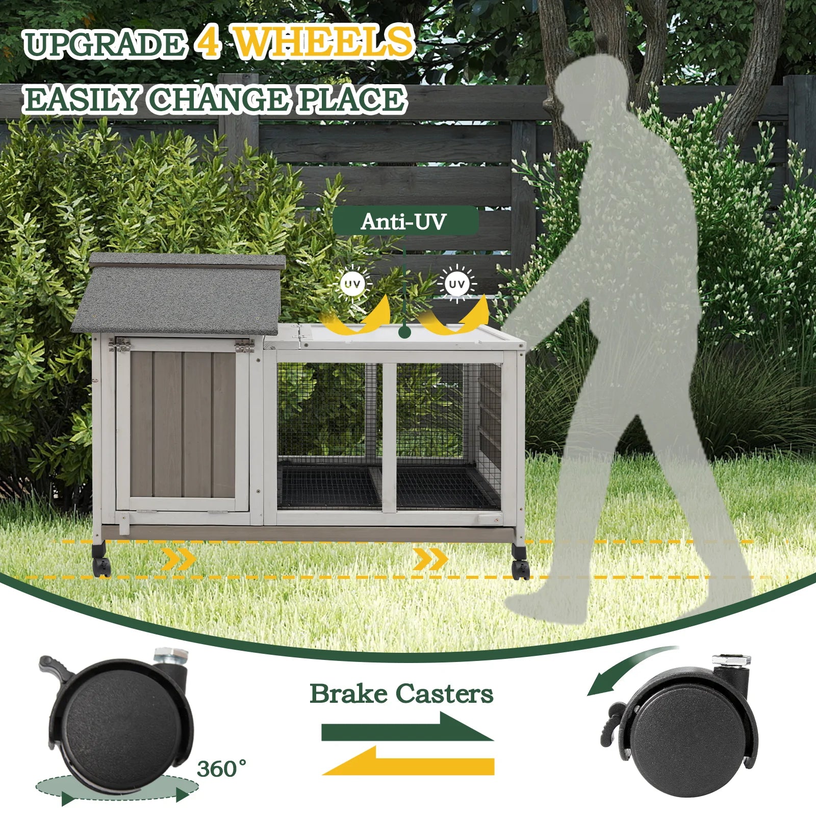 Large rabbit hutch for small pets with wire grid floor