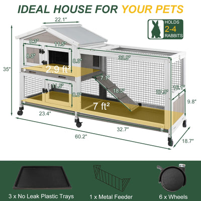 Large Bunny Cage with Wheels and Leak-Proof Trays – Side Angle