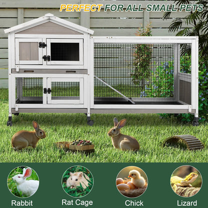 Bunny Hutch with Sturdy Wheels for Easy Movement