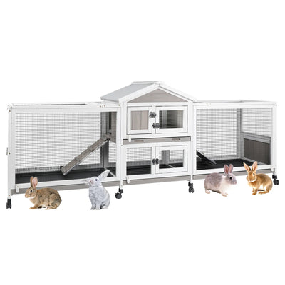 PETSCOSSET Double Rabbit Hutch with dual side runs for rabbits
