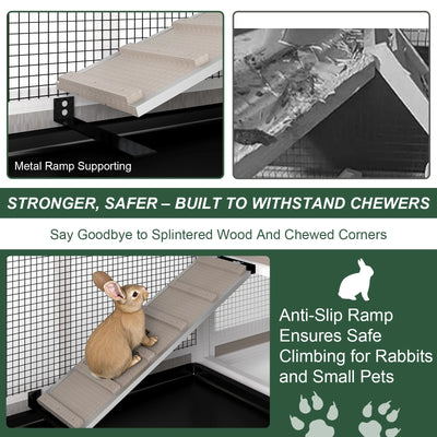 Double rabbit cage for small to medium animals with secure doors