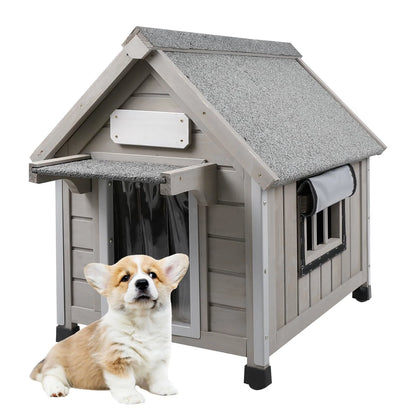 Wooden dog kennel with waterproof asphalt roof for small dogs