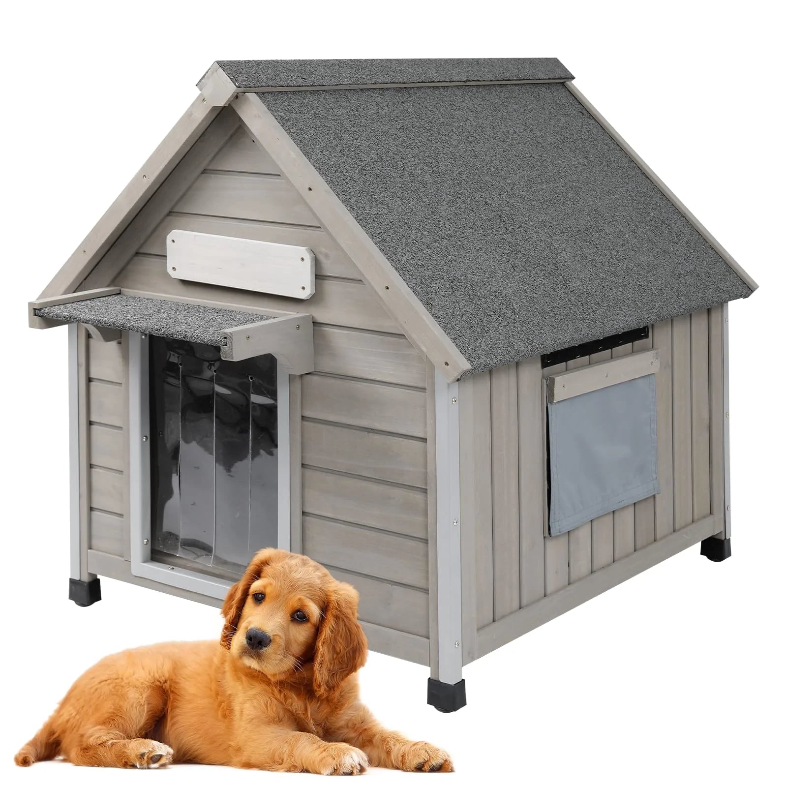 PETSCOSSET 26 inch outdoor wooden dog house front view
