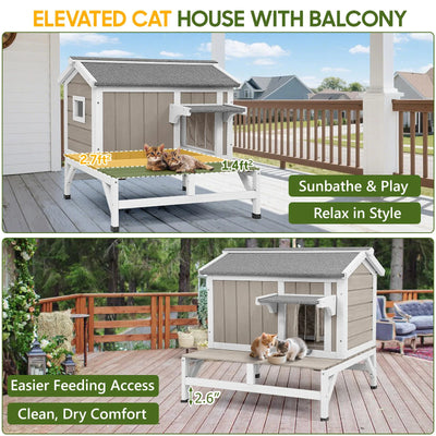 Balcony cat house outdoor wooden structure