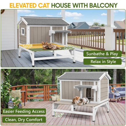 Balcony cat house outdoor wooden structure