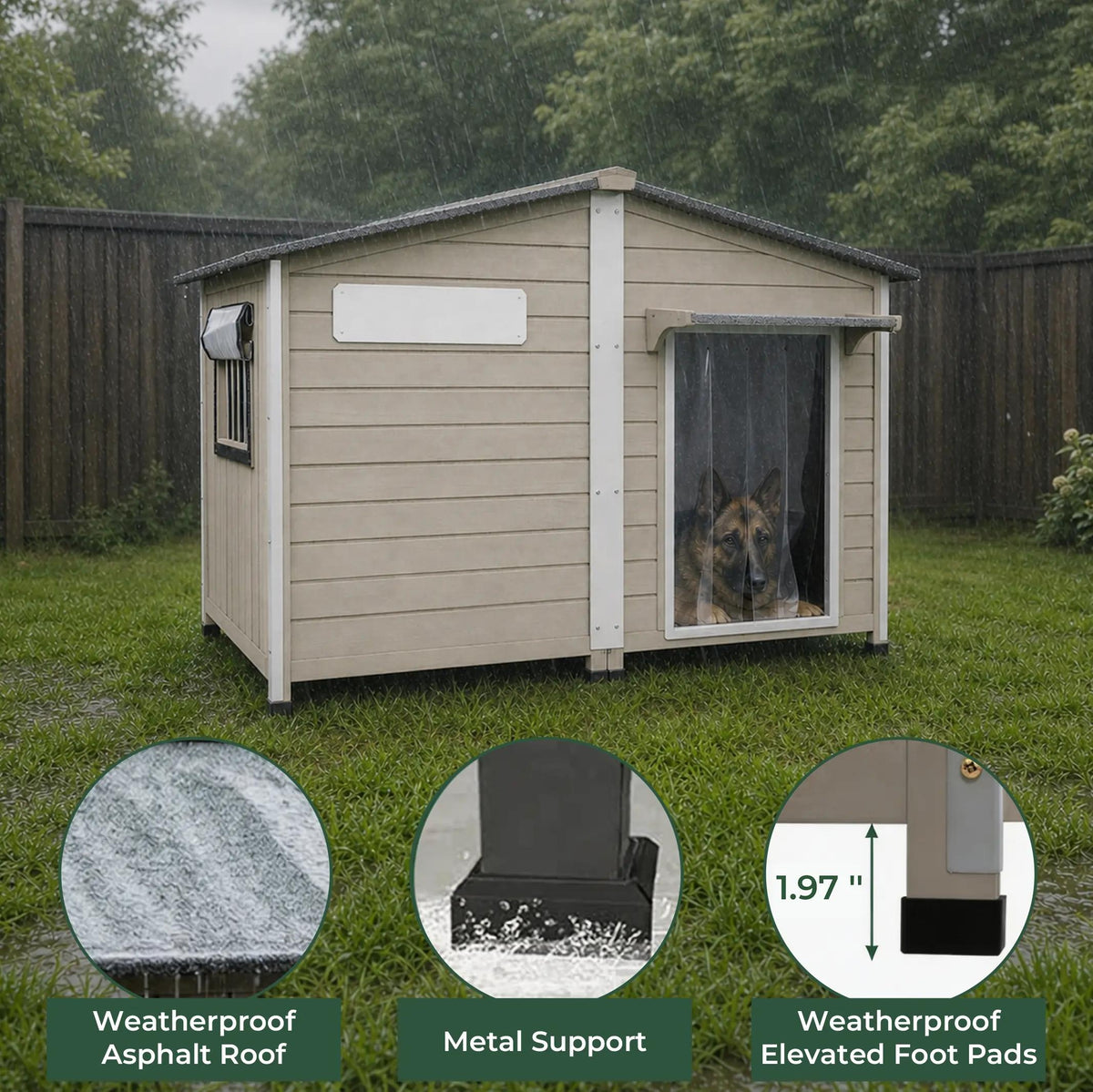 XL Dog House (55.1"L) - Chew-Proof Metal & Waterproof - PET57