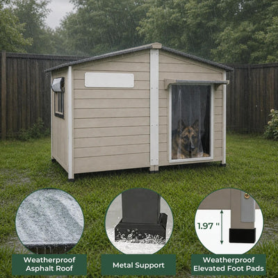 XL Dog House (55.1"L) - Chew-Proof Metal & Waterproof - PET57