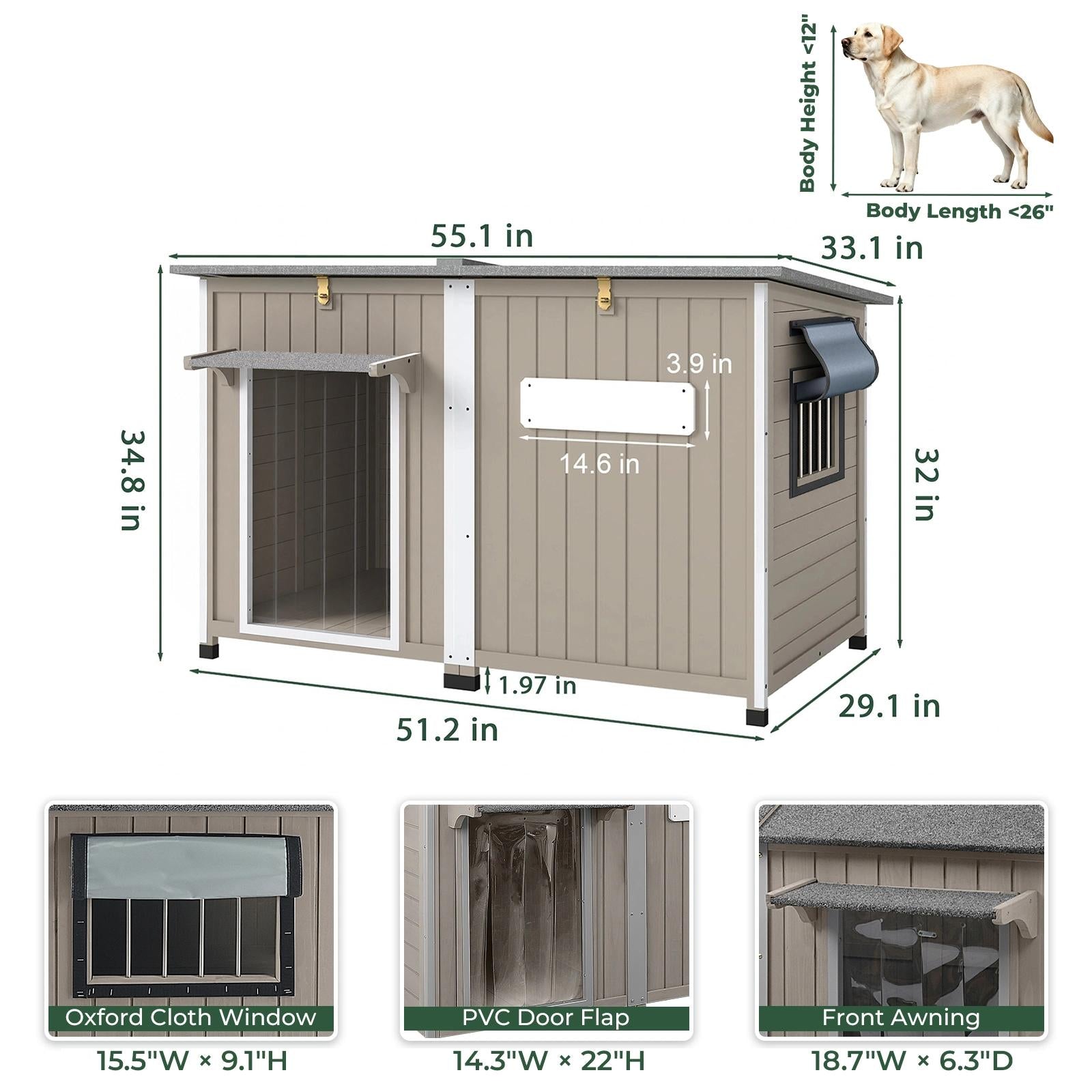 XL Dog House for Large Dogs, Weatherproof & Chew-ProofXL – Petscosset