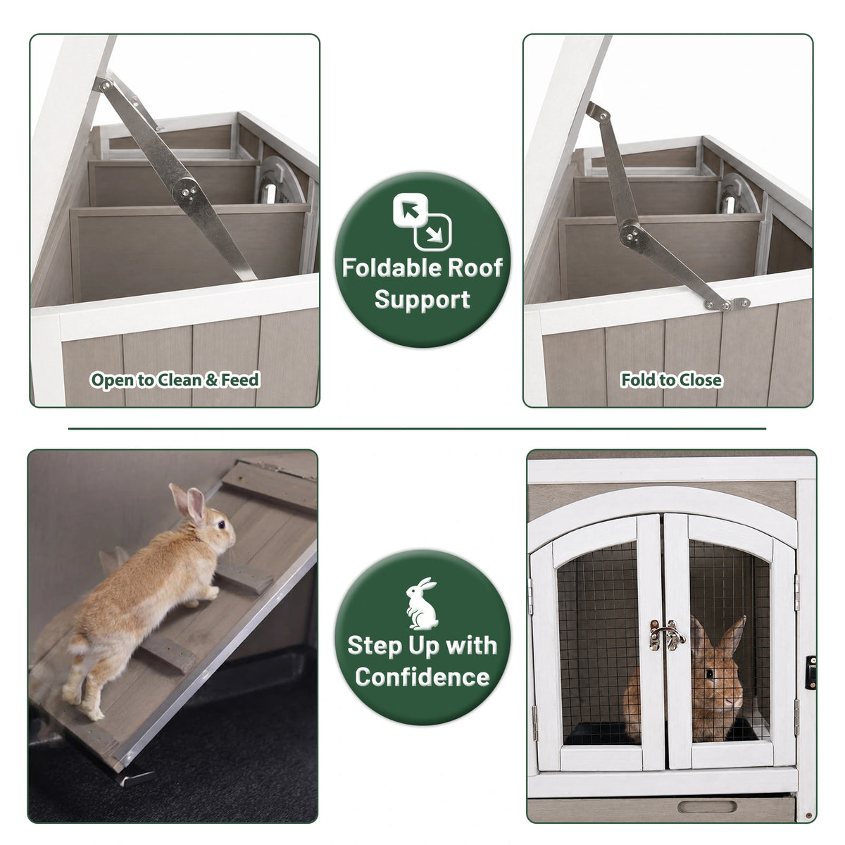 PETSCOSSET Rabbit Hutch (47.2"L) - 2-Story, Wheels & Trays - PET33