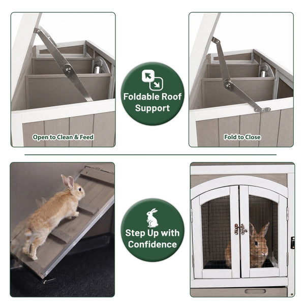 47-Inch Rabbit Hutch with Wheels and Trays | Petscosset