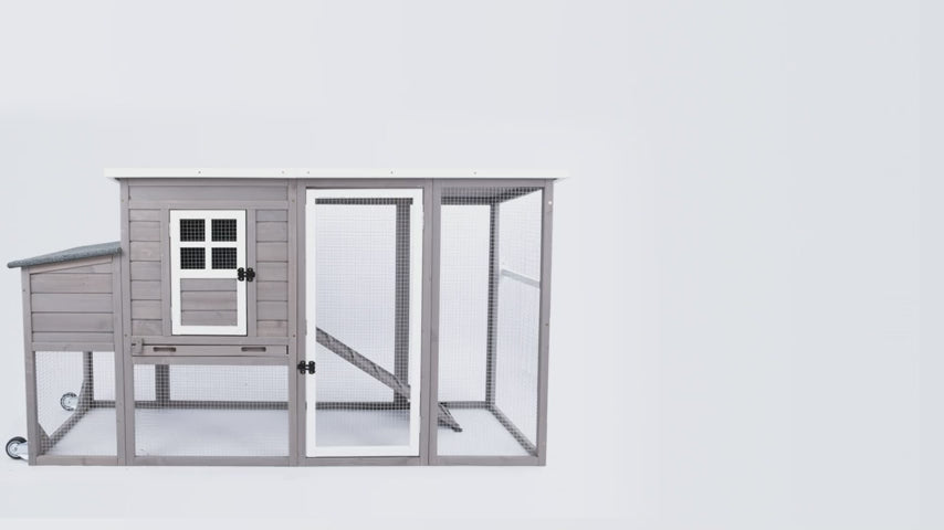 PETSCOSSET Chicken Coop with Run, Large Hen House with Nesting Box, Removable Tray,Red
