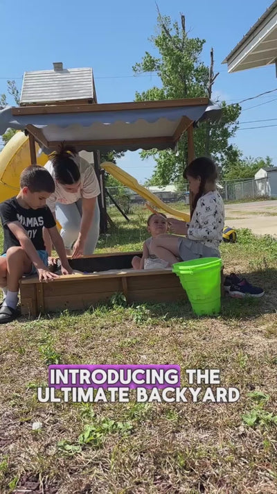 Kids Sand Box - Wooden Outdoor Reinforced Seats Brown - GF04