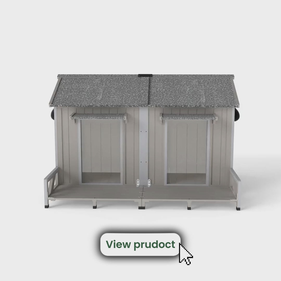 Load video: XL  Dog House for 2 Dogs(59.4"L)- Chew-Proof Waterproof Roof-PET58