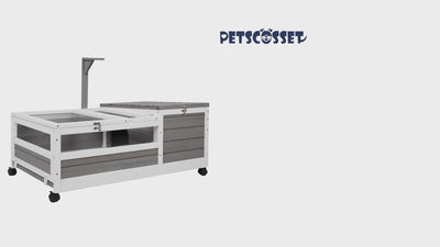 PETSCOSSET Large Wooden Tortoise Habitat On Wheels Indoor Tortoise Enclosure Reptile Cage,Greay