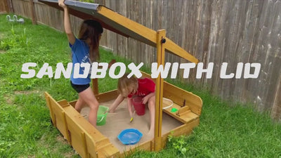 Kids Sand Box - Wooden Outdoor Rotatable Canopy Brown - GF01