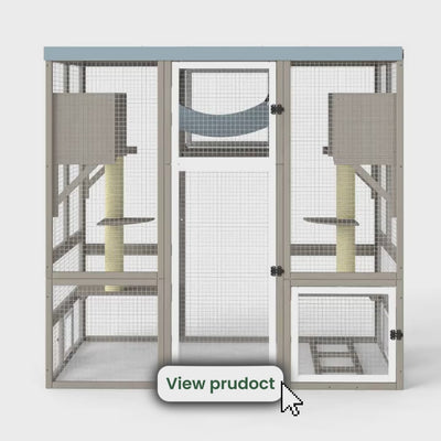 Expandable Multi-Cat Catio with 7 Platforms,2 Rooms, A Hammock & 2 Scratch Posts-PET91