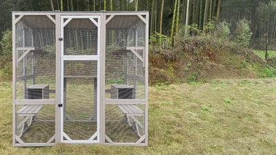 PETSCOSSET 71" Large Outdoor Catio Cat Enclosures Wooden Outside Cat's Patio Cats House