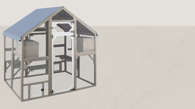 PETSCOSSET Cat Catio Outdoor Enclosure Outside Patio Large Catio House for Indoor 2-3 Cats Weatherproof Wooden Walk in Kitty Cage,Versatile Use for House's Window,Pet Doors, Tunnel
