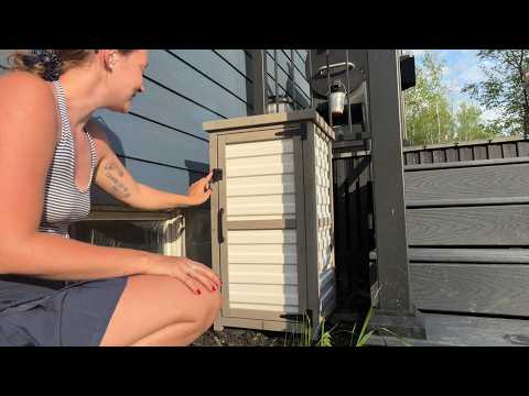Small (33.5 ″ Tall) Outdoor Storage Cabinet with Metal Top & Shelves - GF35