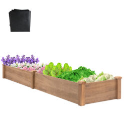 Petscosset 8x2Ft Raised Garden Bed Wooden Planter Box Vegetable Garden Box for Outdoor Gardening,Brown